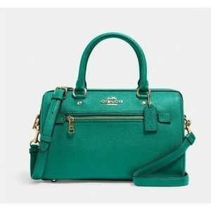 New Coach 79946 Rowan Satchel Crossgrain Leather handbag Bright Jade